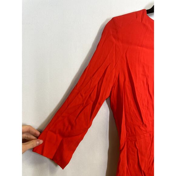 SANDRO Requiem Open-Back Mini Dress in Rogue Red LBD 3/4 Sleeve Size 2 M - Picture 4 of 12